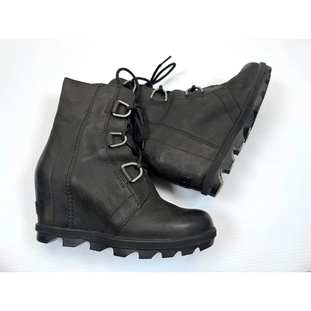 Sorel Joan of Arctic Wedge II Waterproof Boots Women 6.5 Lace Up Leather Ankle